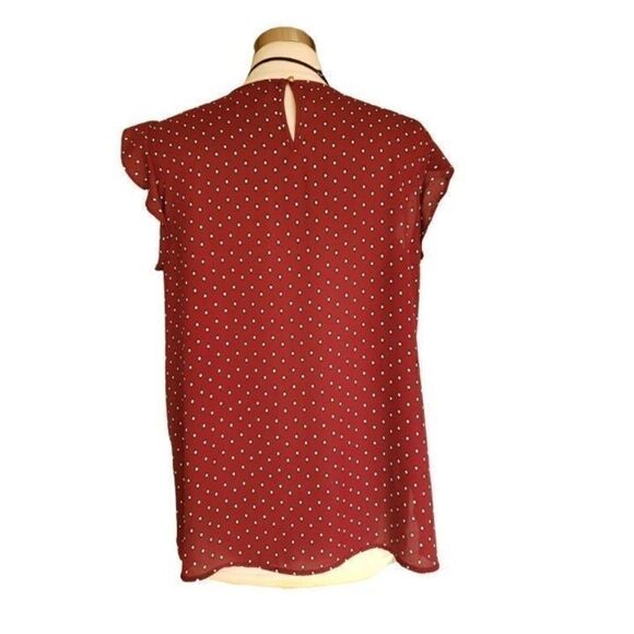 Women's Short Sleeve Round Neck Chiffon Pleated Blouse Maroon Large NWOT - Picture 4 of 7